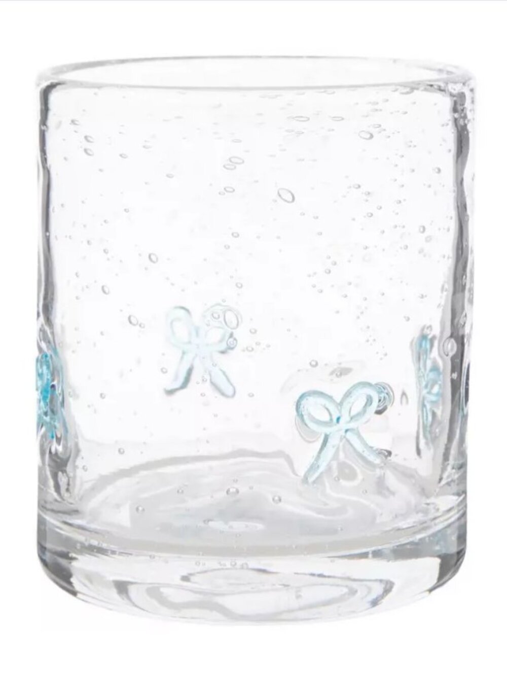 4 Bow Icon glass BLUE Old Fashioned Glass tumbler Hobby Lobby bow flower collect